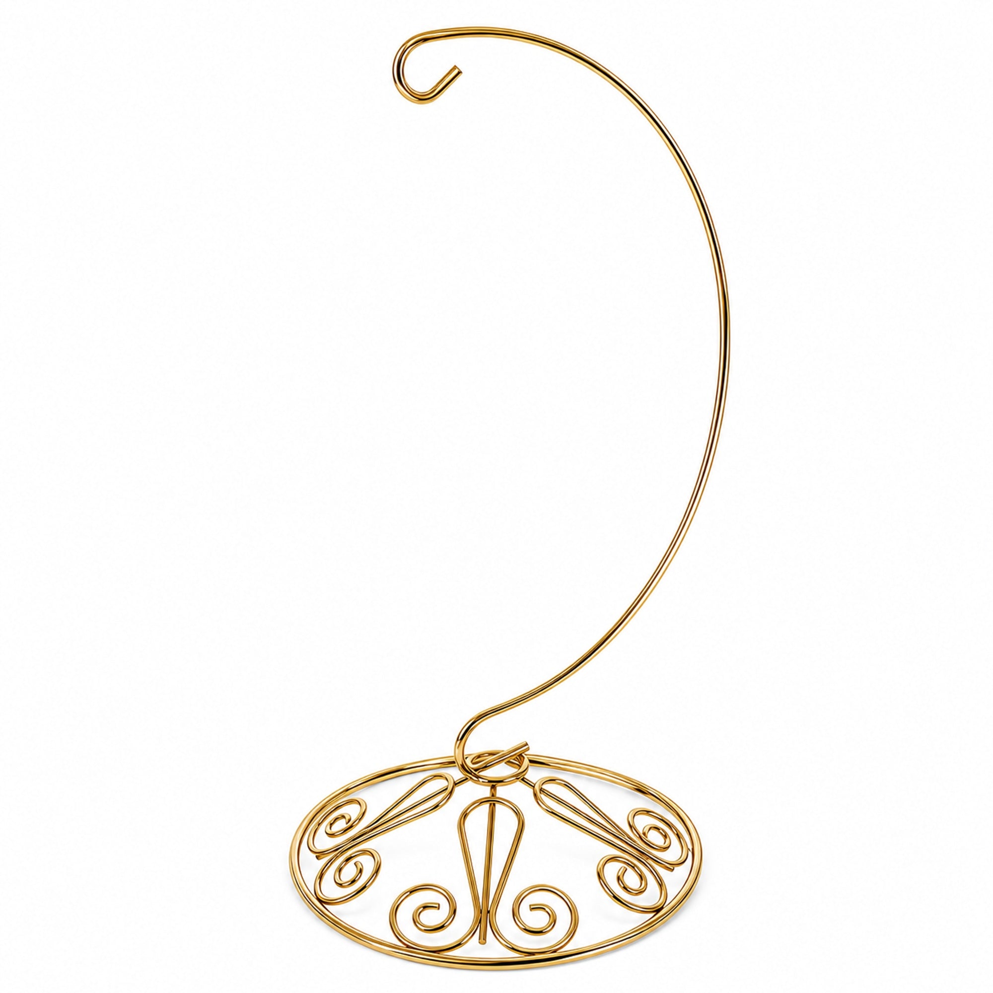 Curved Gold Wire Swirl Base Ornament Stand Display 8.75 Inches