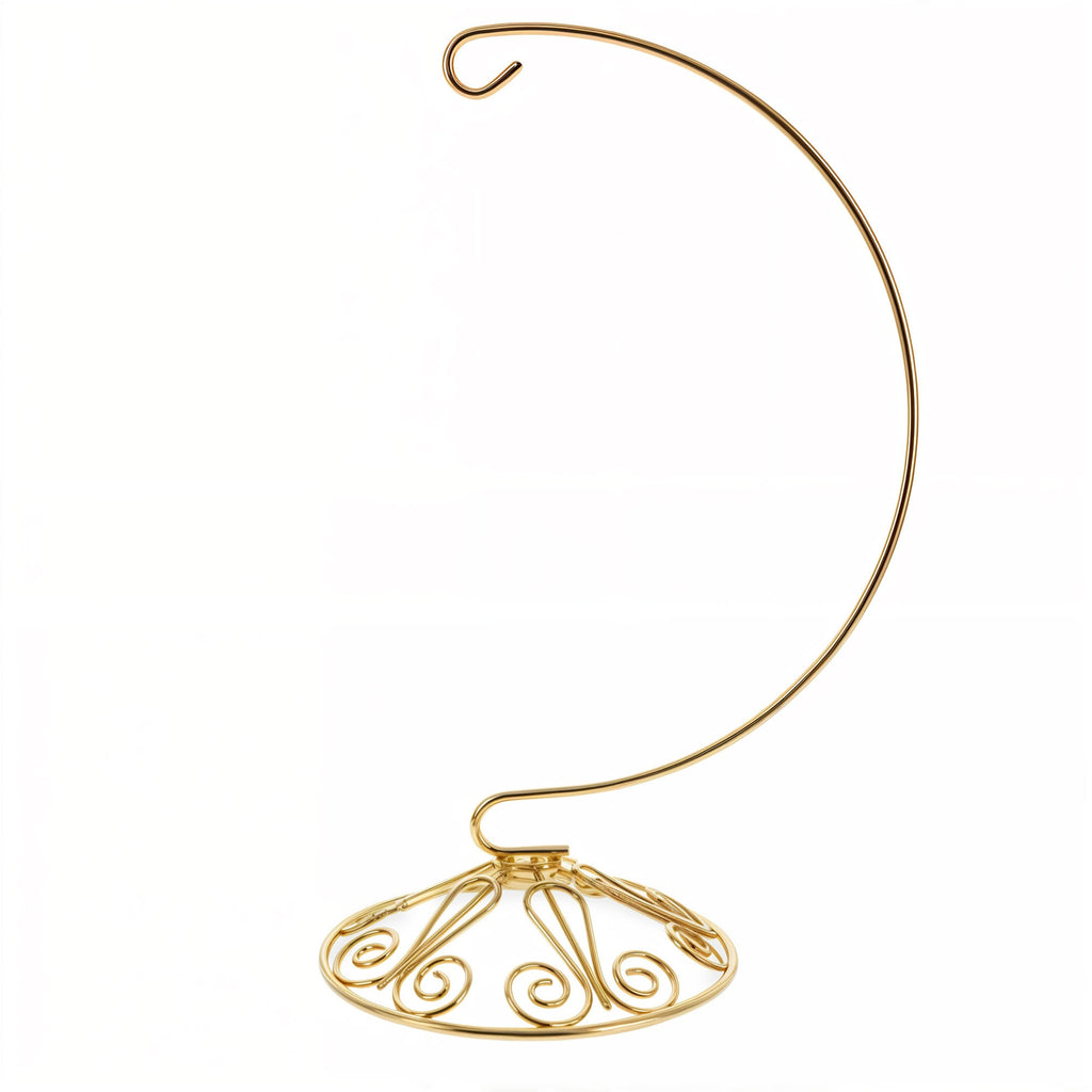 Curved Gold Wire Swirl Base Ornament Stand Display 8.75 Inches