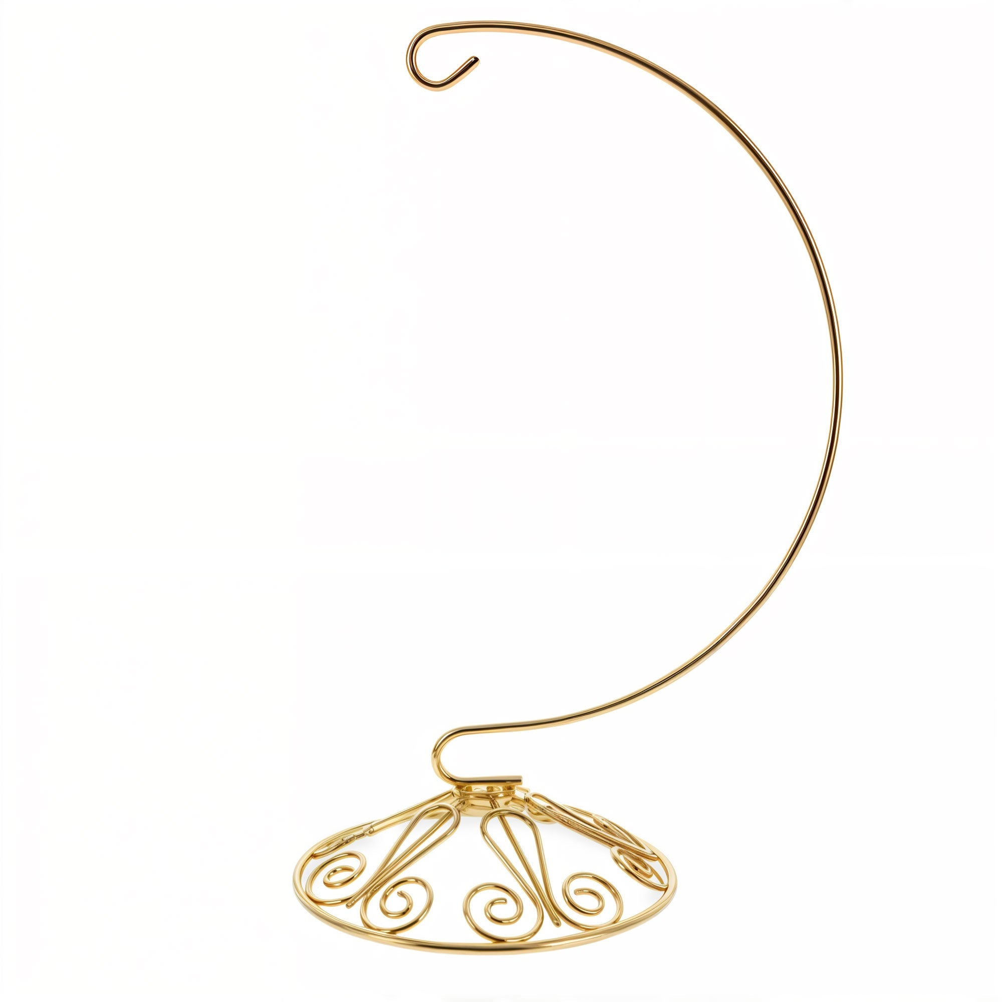 Curved Gold Wire Swirl Base Ornament Stand Display 8.75 Inches