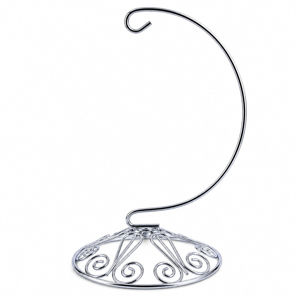 Curved Silver Wire Swirl Base Ornament Stand Display 7 Inches