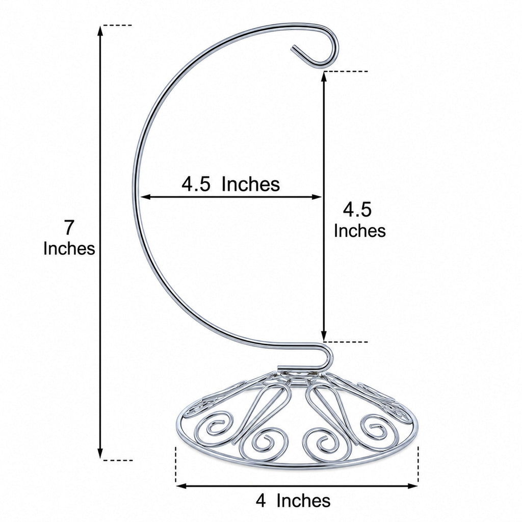 Curved Silver Wire Swirl Base Ornament Stand Display 7 Inches