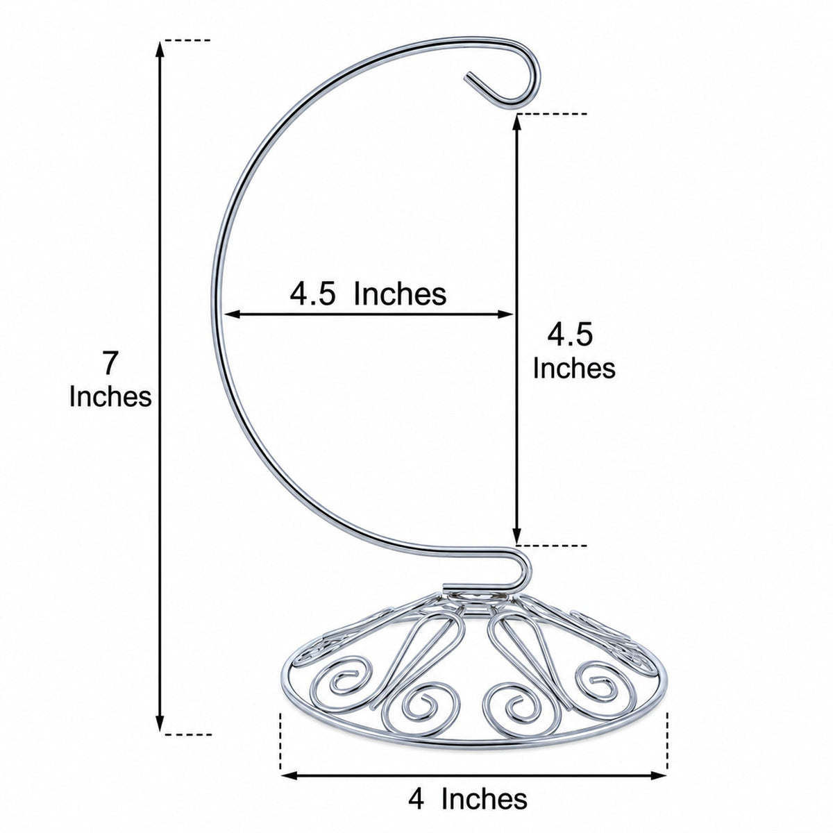 Curved Silver Wire Swirl Base Ornament Stand Display 7 Inches