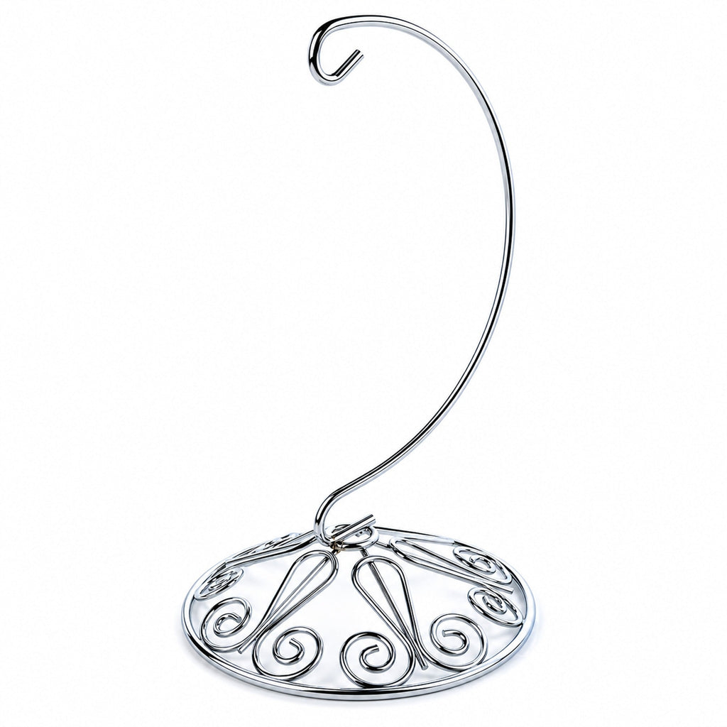 Curved Silver Wire Swirl Base Ornament Stand Display 7 Inches