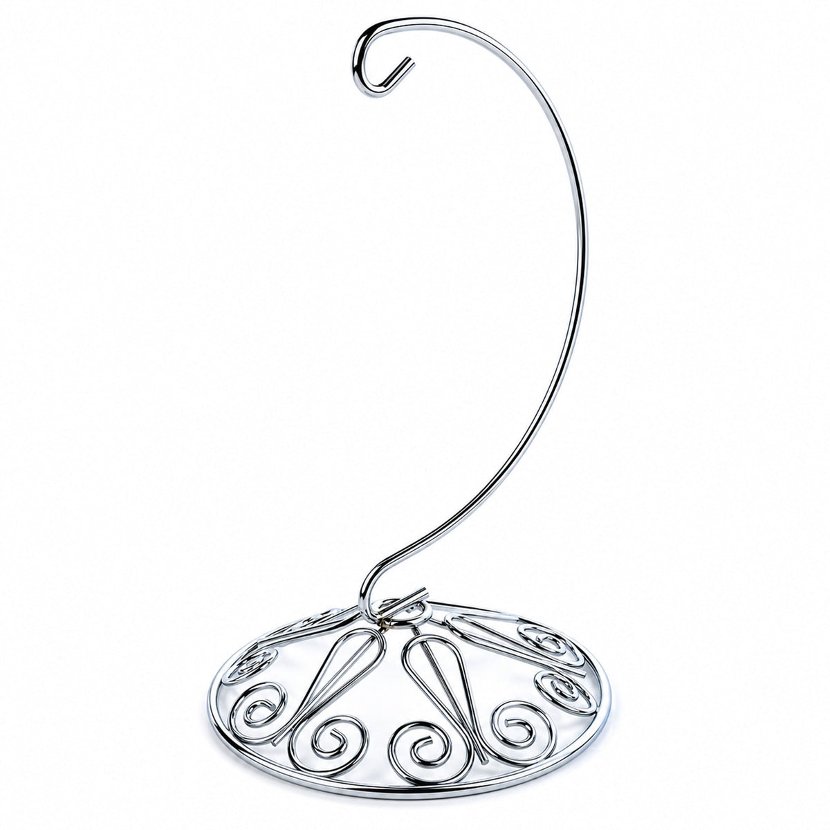 Curved Silver Wire Swirl Base Ornament Stand Display 7 Inches