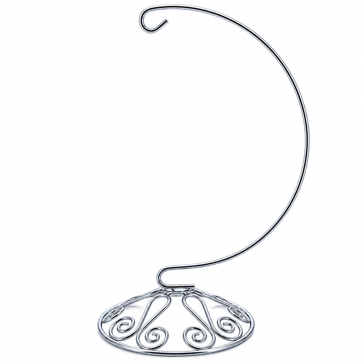 Curved Silver Wire Swirl Base Ornament Stand Display 8.75 Inches