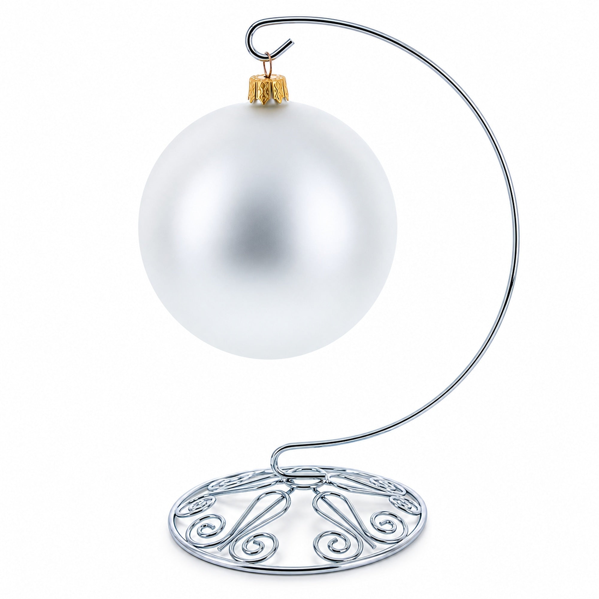 Curved Silver Wire Swirl Base Ornament Stand Display 8.75 Inches