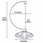 Curved Silver Wire Swirl Base Ornament Stand Display 8.75 Inches