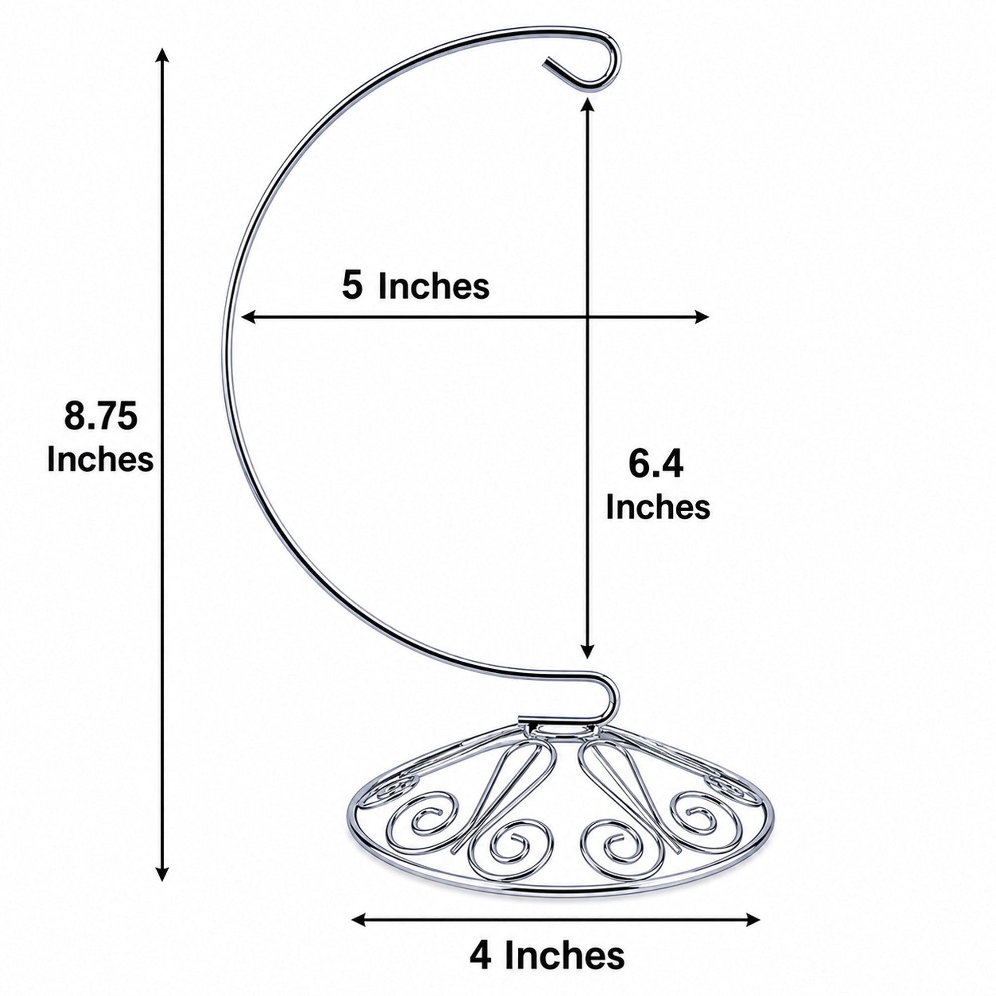 Curved Silver Wire Swirl Base Ornament Stand Display 8.75 Inches