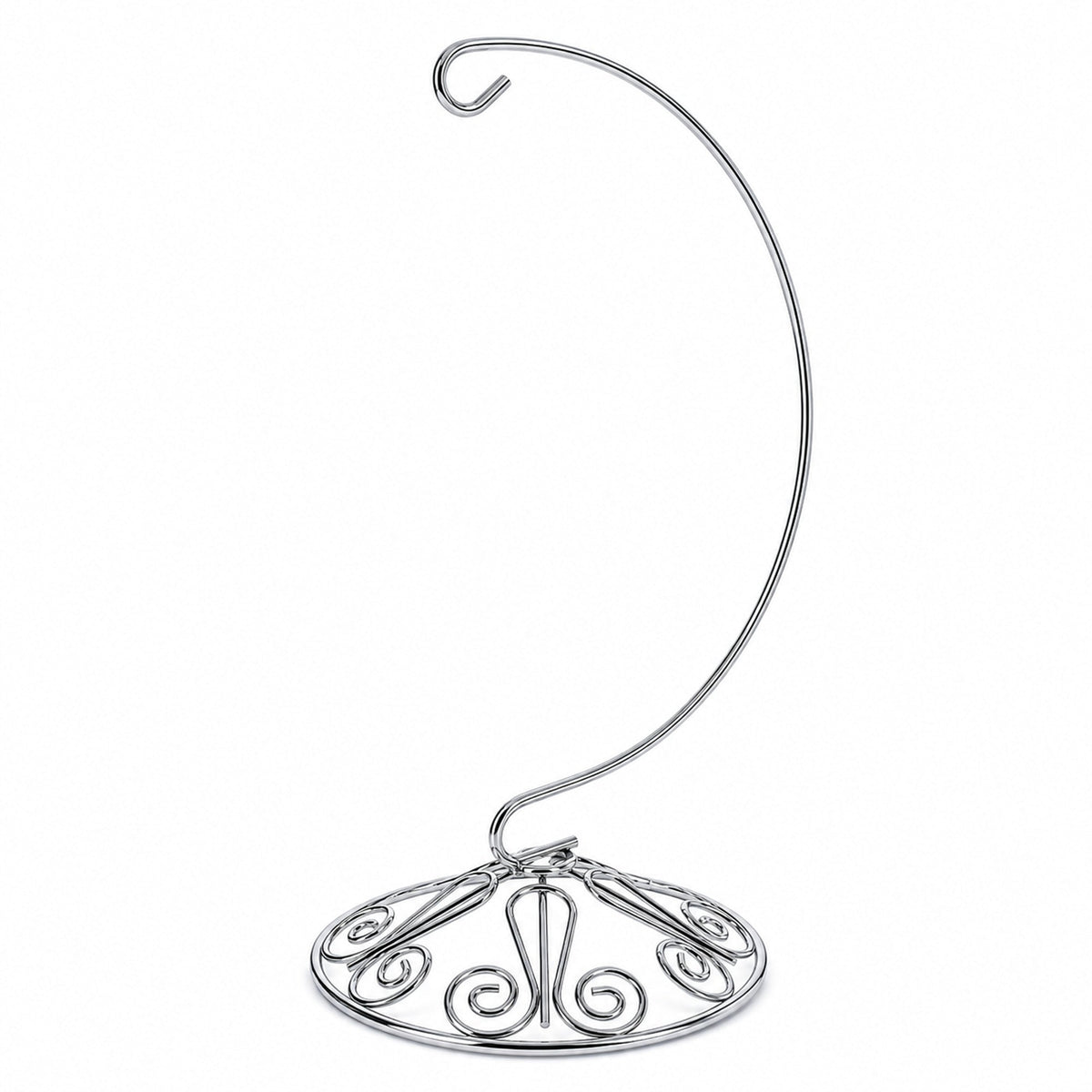 Curved Silver Wire Swirl Base Ornament Stand Display 8.75 Inches