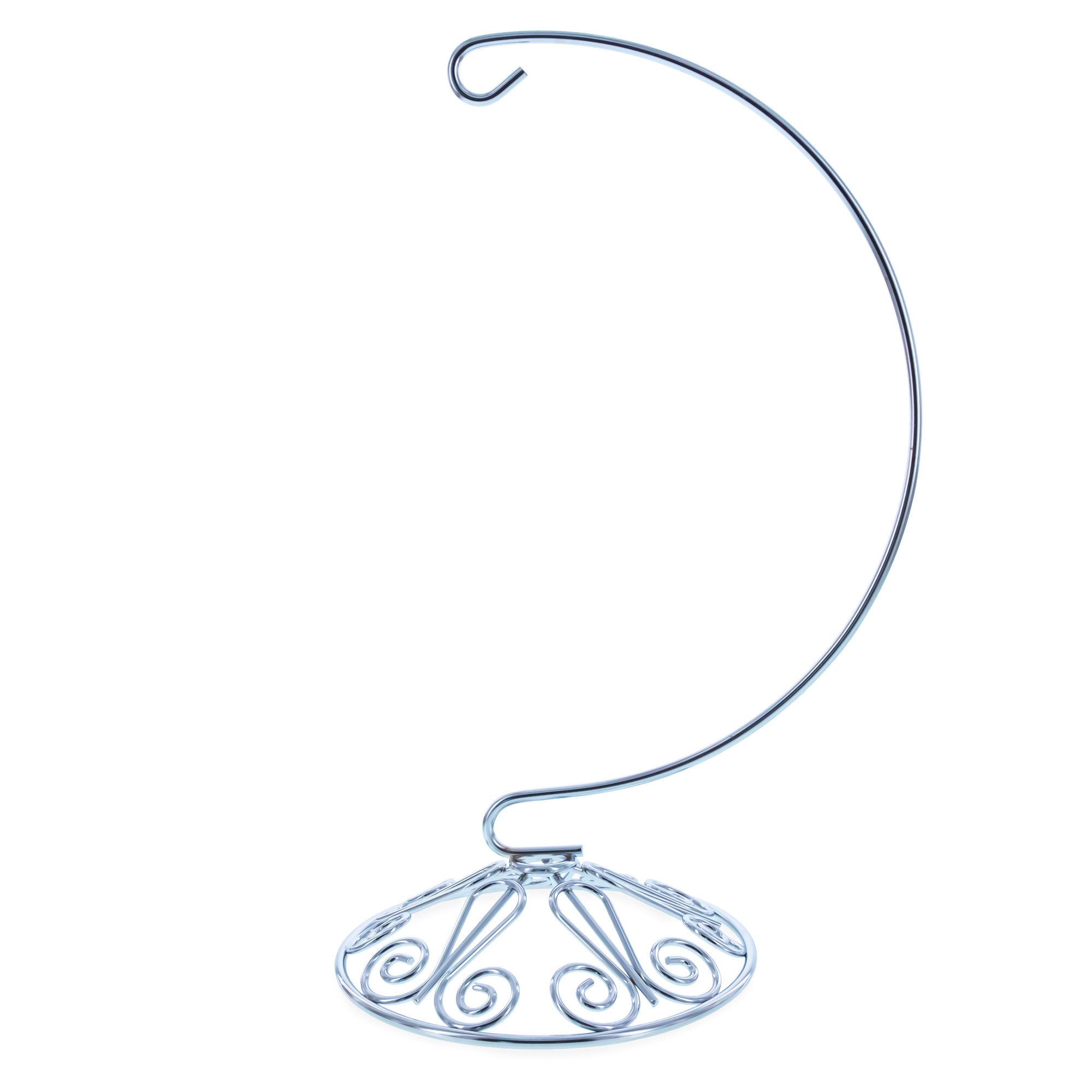 Curved Silver Wire Swirl Base Ornament Stand Display 8.75 Inches