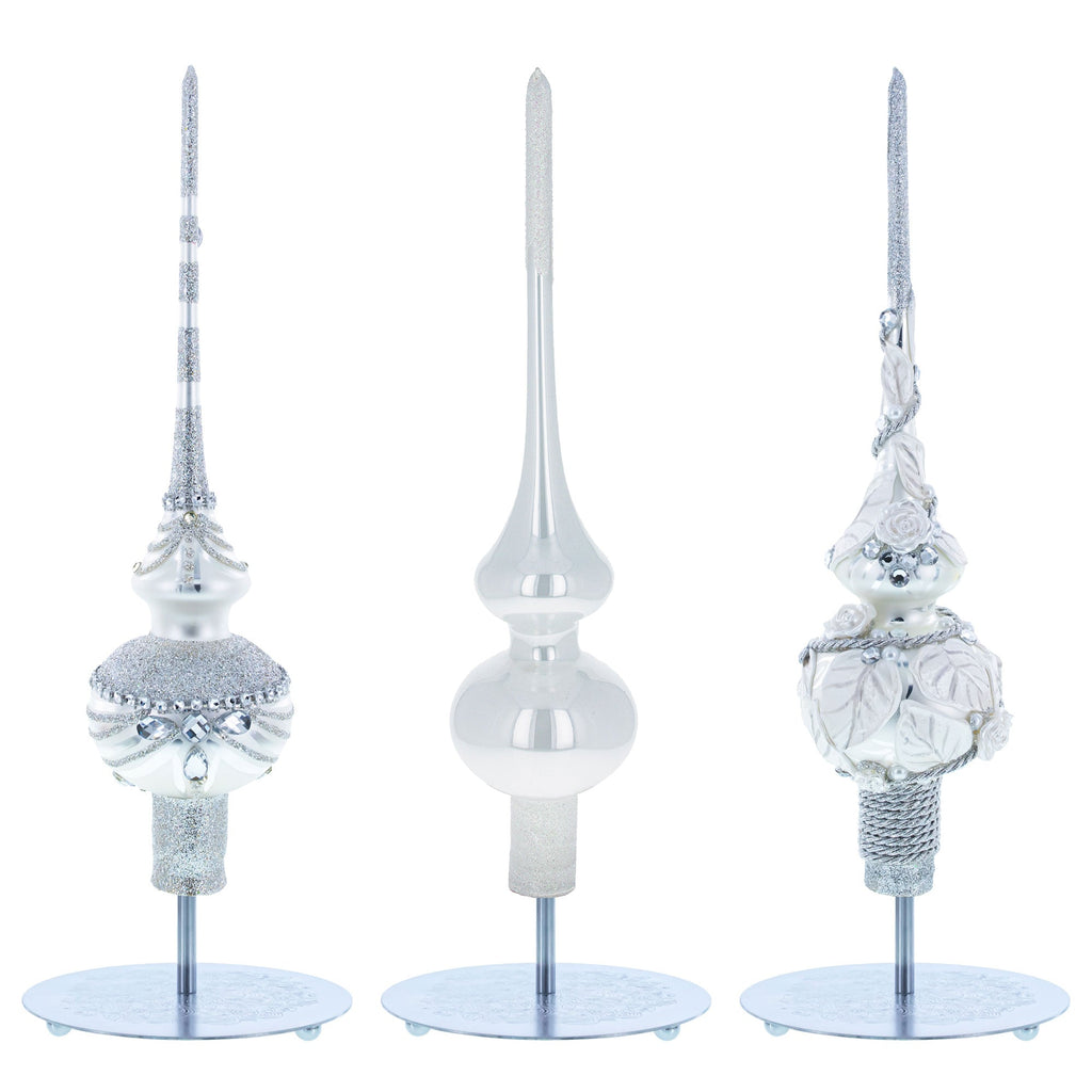 Ornate Silver Metal Rod Tree Topper Stand Display Stand 10 Inches