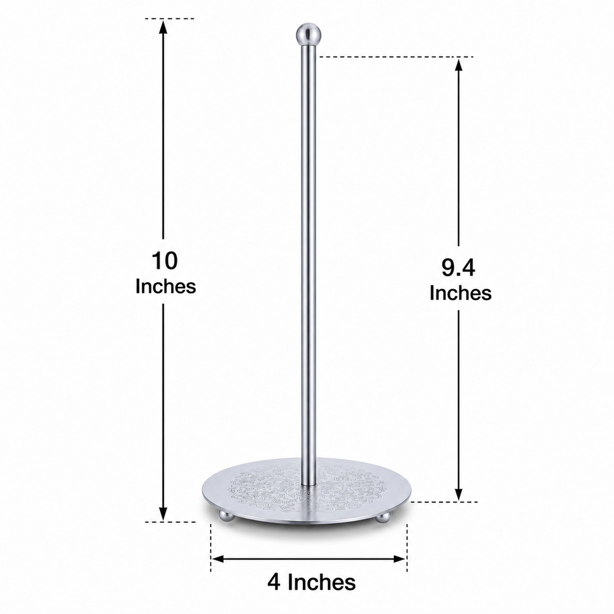 Ornate Silver Metal Rod Tree Topper Stand Display Stand 10 Inches