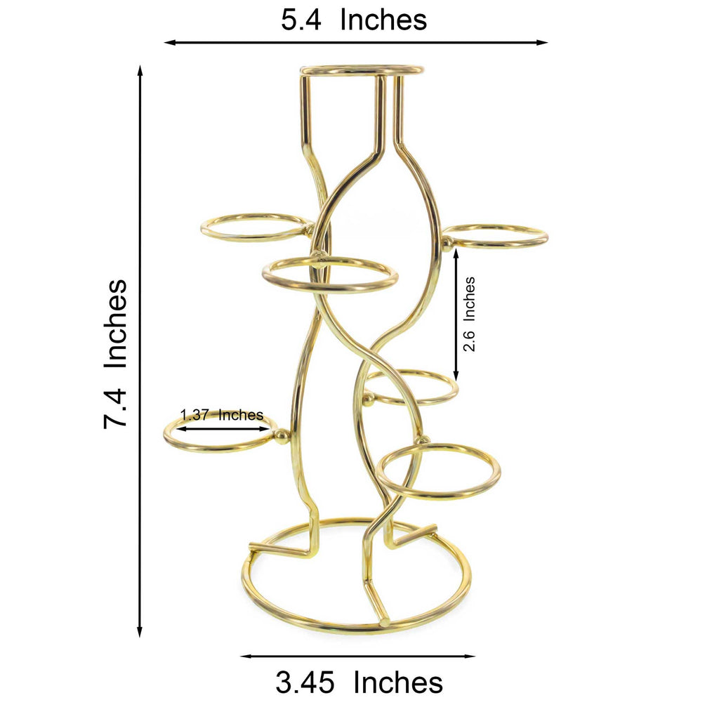 Gold Tone Metal Display Stand - Holds 7 Eggs Spheres 7.5 Inches Tall
