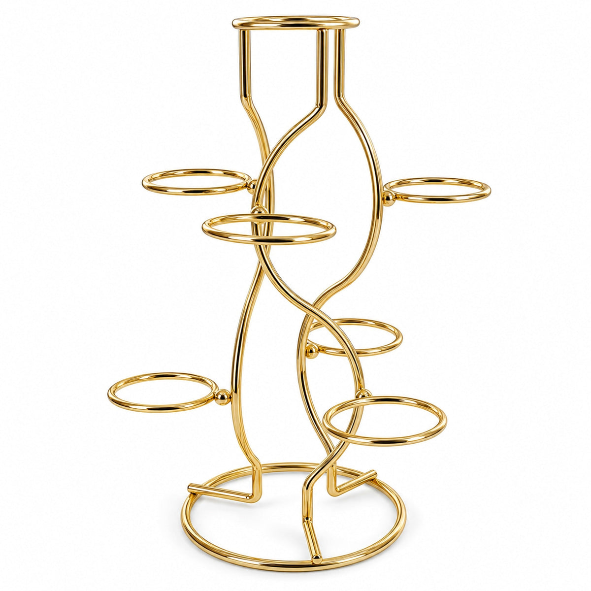 7-Ring 3-Tier Gold Wire Metal Sphere Crystals Egg Stand Holder Display 7.4 Inches (Taiwan)