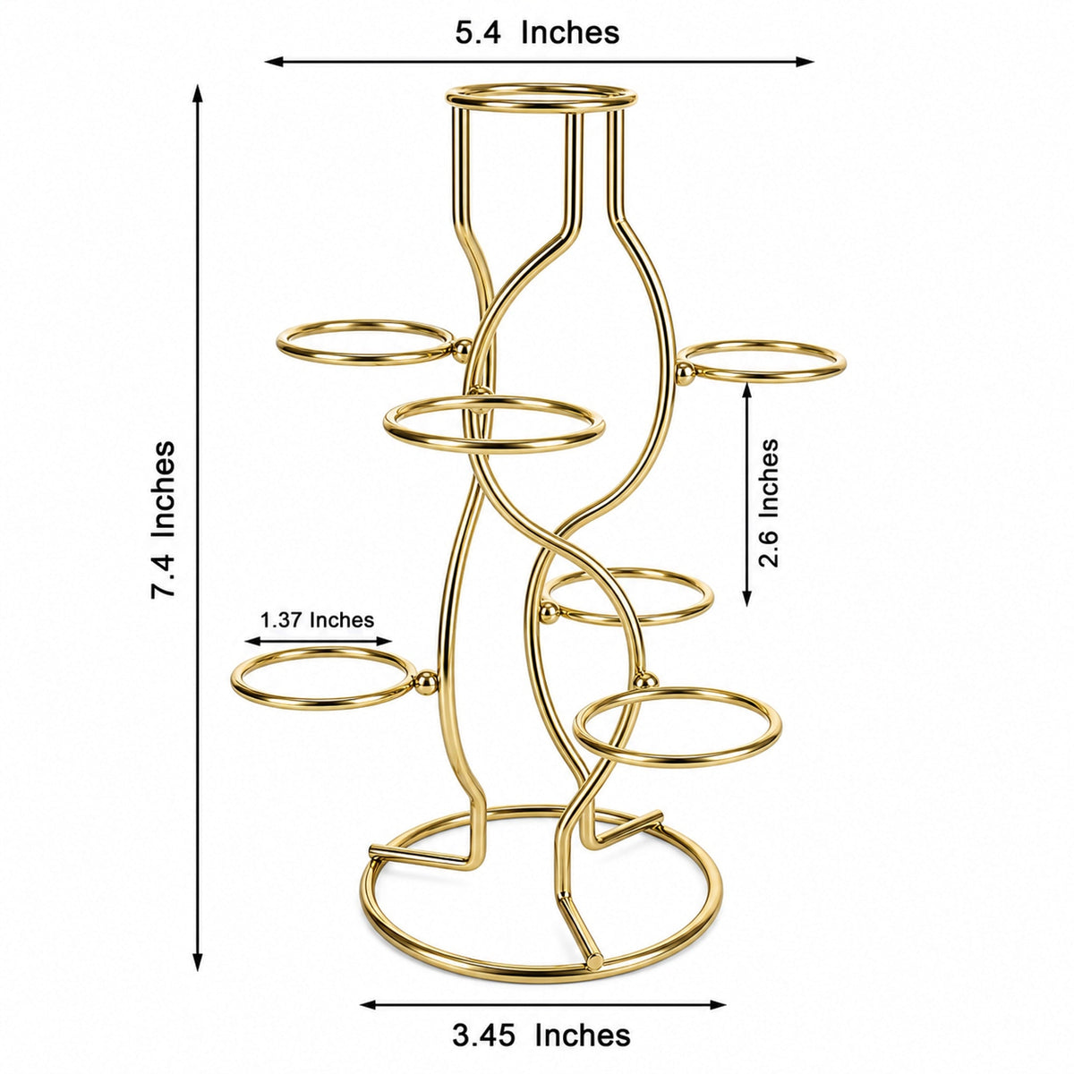 7-Ring 3-Tier Gold Wire Metal Sphere Crystals Egg Stand Holder Display 7.4 Inches (Taiwan)