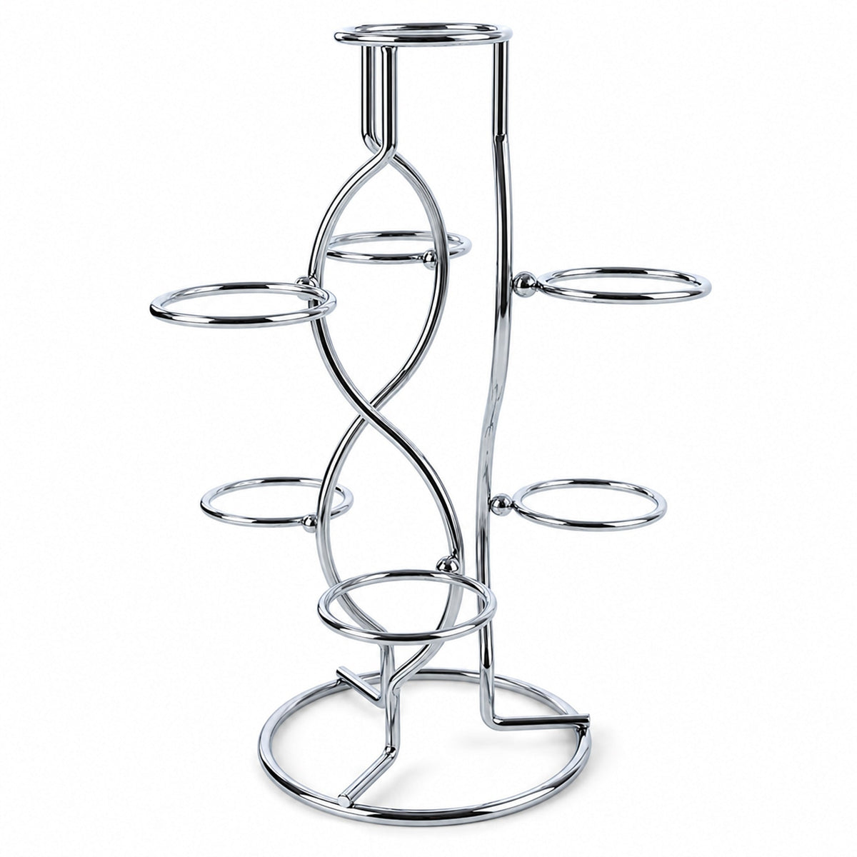 7-Ring 3-Tier Silver Wire Metal Sphere Crystals Egg Stand Holder Display 7.4 Inches