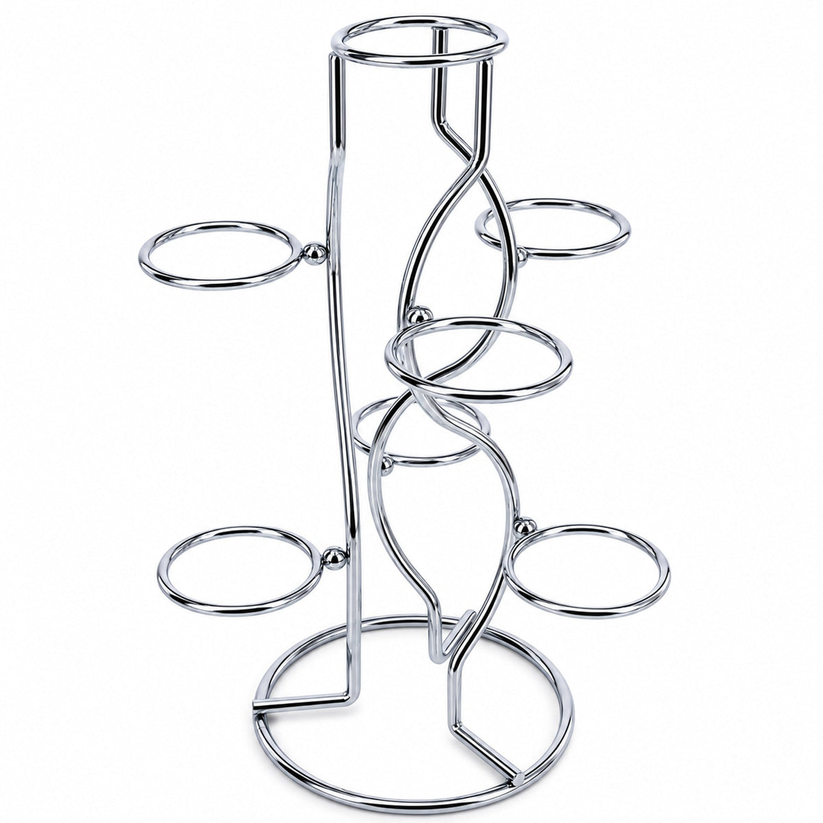 7-Ring 3-Tier Silver Wire Metal Sphere Crystals Egg Stand Holder Display 7.4 Inches