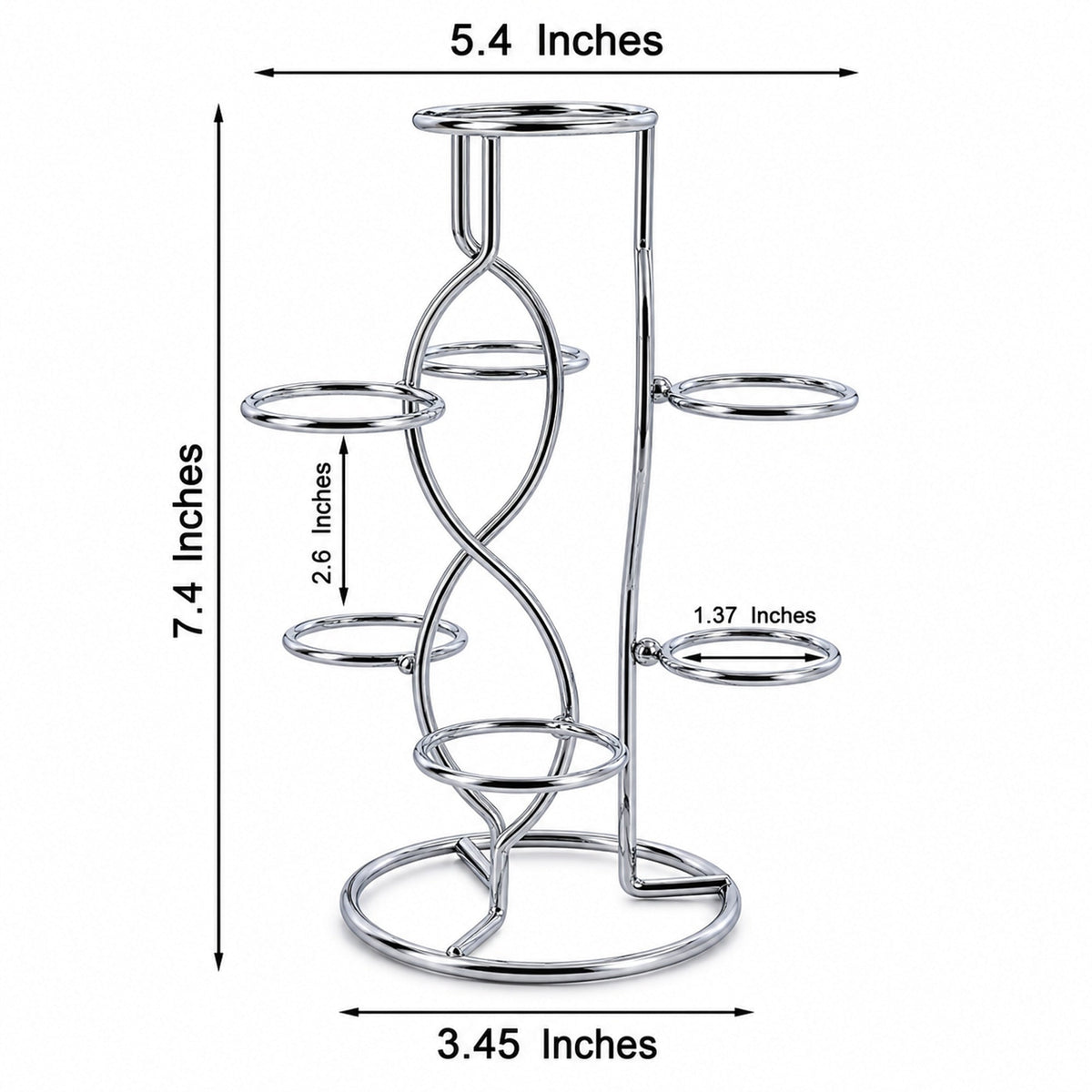 7-Ring 3-Tier Silver Wire Metal Sphere Crystals Egg Stand Holder Display 7.4 Inches