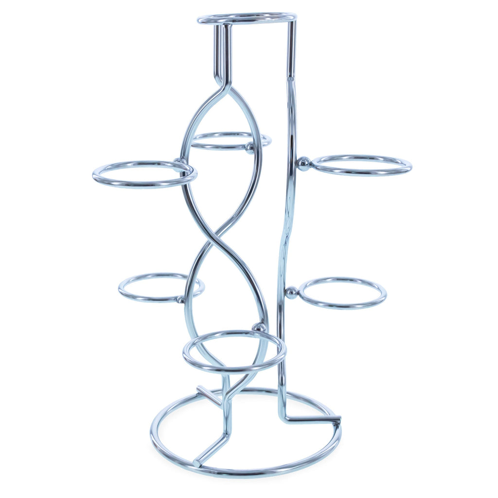 7-Ring 3-Tier Silver Wire Metal Sphere Crystals Egg Stand Holder Display 7.4 Inches
