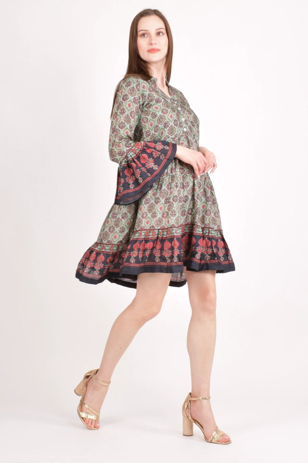 Juniper Ajrakh Print Mini Dress by Raas