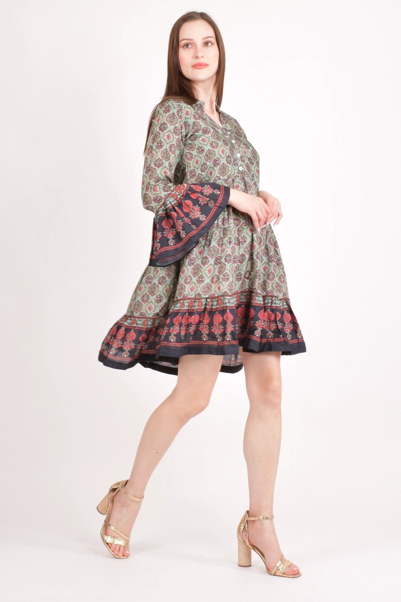 Juniper Ajrakh Print Mini Dress by Raas