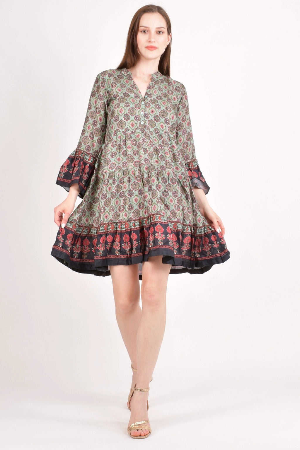 Juniper Ajrakh Print Mini Dress by Raas