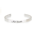 Just Breathe Engraved Cuff Bracelet La Vie Bien Just Breathe Engraved Cuff Bracelet