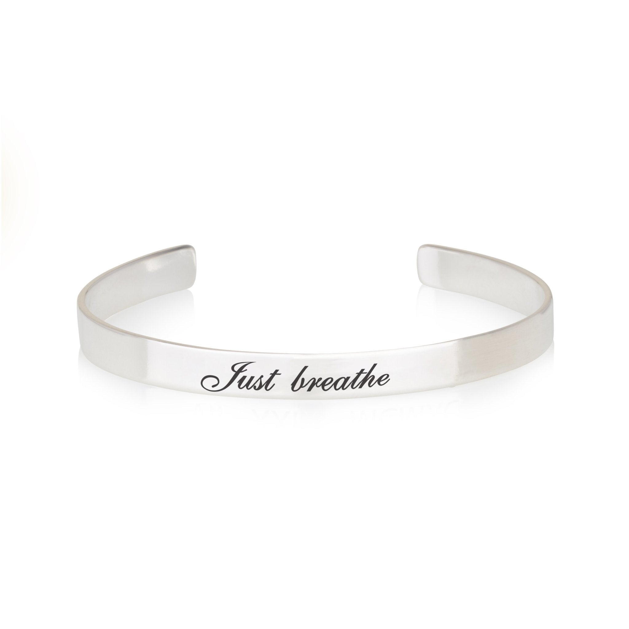 Just Breathe Engraved Cuff Bracelet La Vie Bien Just Breathe Engraved Cuff Bracelet