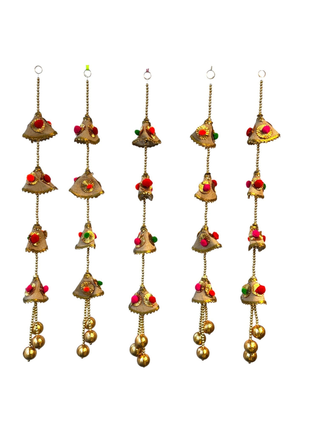 Jute Lari with PomPom & Gota, Set of 5 Festive Decor La Vie Bien Jute Lari with PomPom & Gota, Set of 5