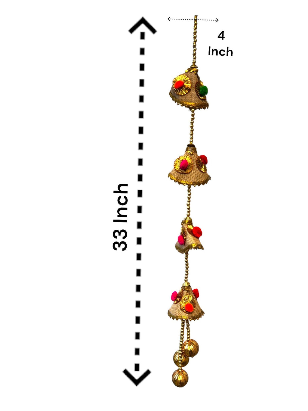 Jute Lari with PomPom & Gota, Set of 5 Festive Decor La Vie Bien Jute Lari with PomPom & Gota, Set of 5