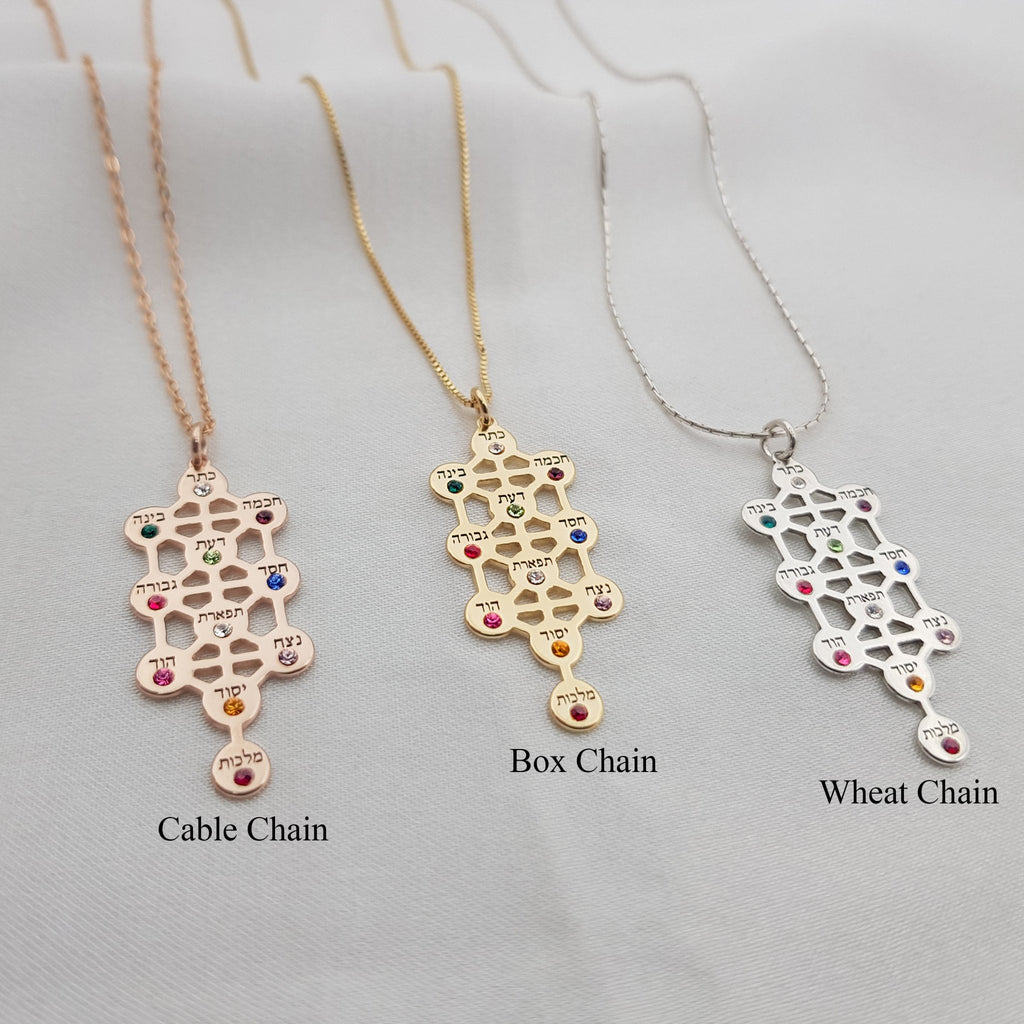 Kabbalah Tree Necklace With Stones La Vie Bien Kabbalah Tree Necklace With Stones