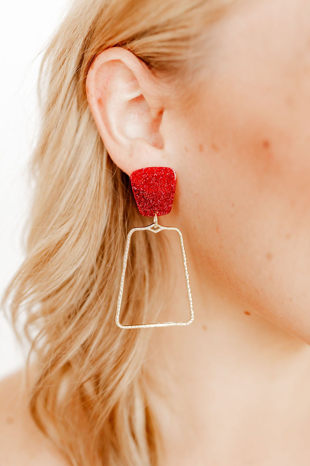 Kaelyn Statement Earrings - Crimson Glitter