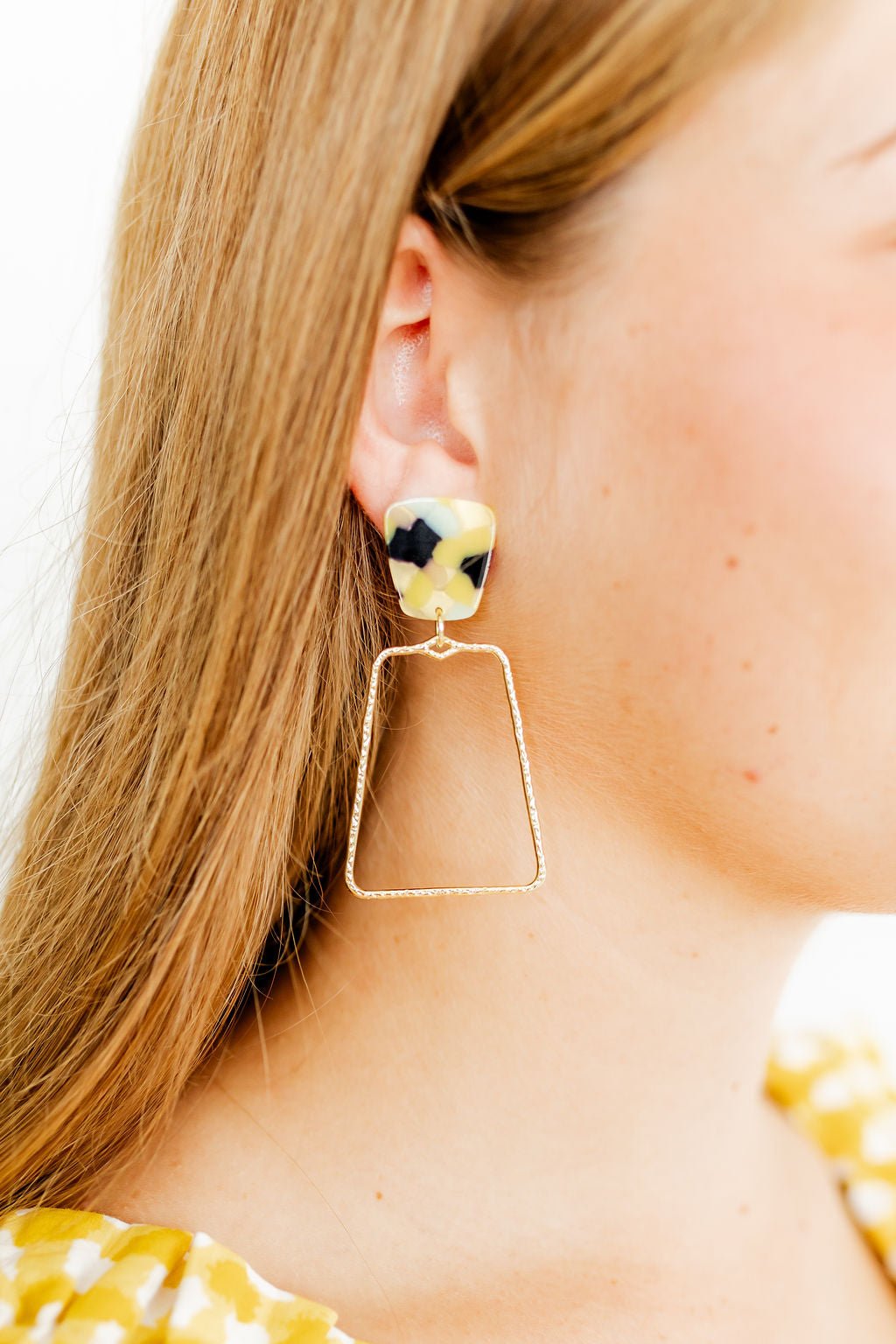 Kaelyn Statement Earrings - Green-Mustard Camo