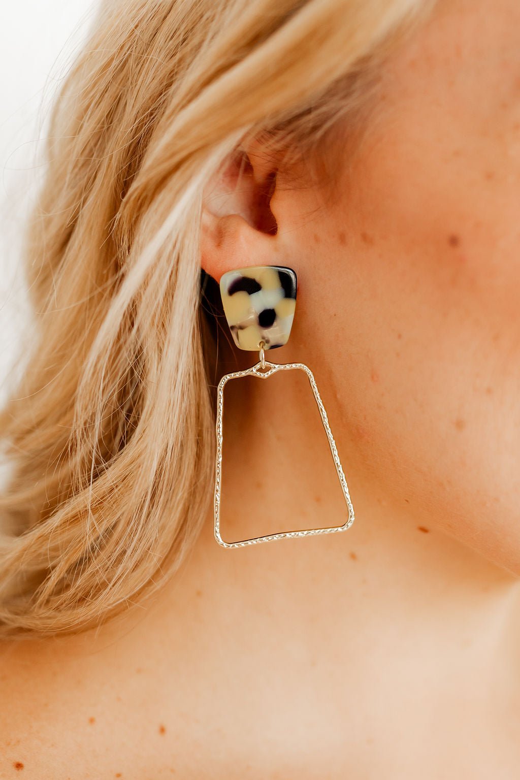Kaelyn Statement Earrings - Green-Mustard Camo