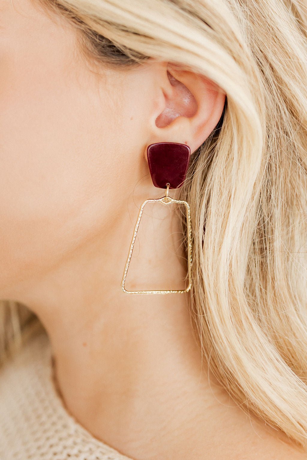 Kaelyn Statement Earrings - Maroon