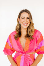 Kaelyn Statement Earrings - Lavender Lines