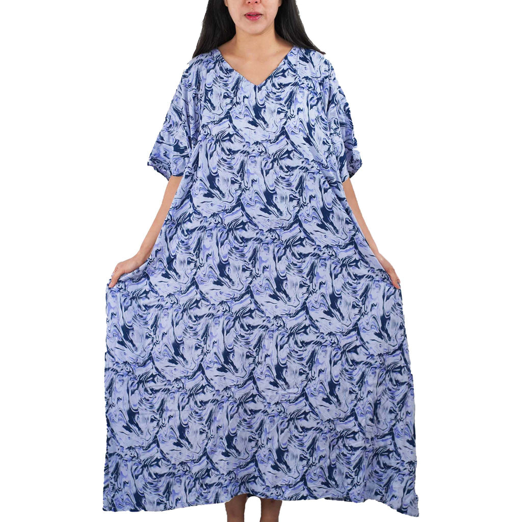 Kaftan Dress Rayon Blue Marble Lightweight Dress La Vie Bien Kaftan Dress Rayon Blue Marble Lightweight