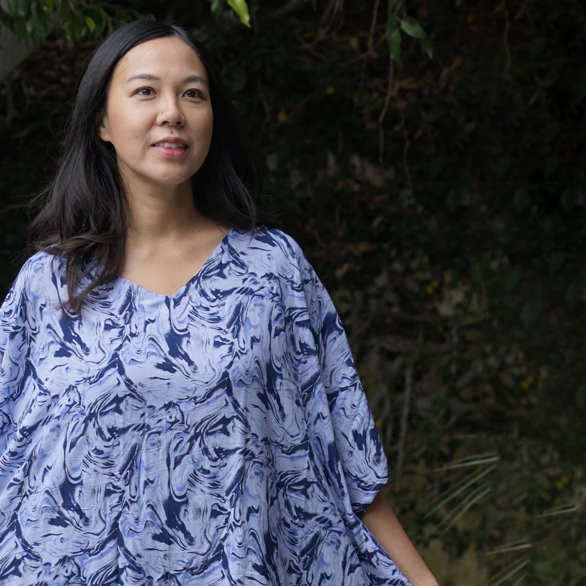 Kaftan Dress Rayon Blue Marble Lightweight Dress La Vie Bien Kaftan Dress Rayon Blue Marble Lightweight