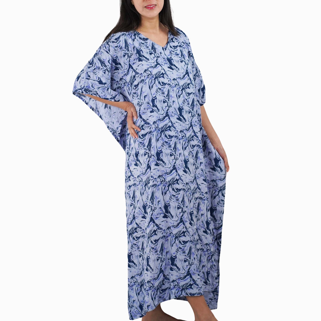 Kaftan Dress Rayon Blue Marble Lightweight Dress La Vie Bien Kaftan Dress Rayon Blue Marble Lightweight