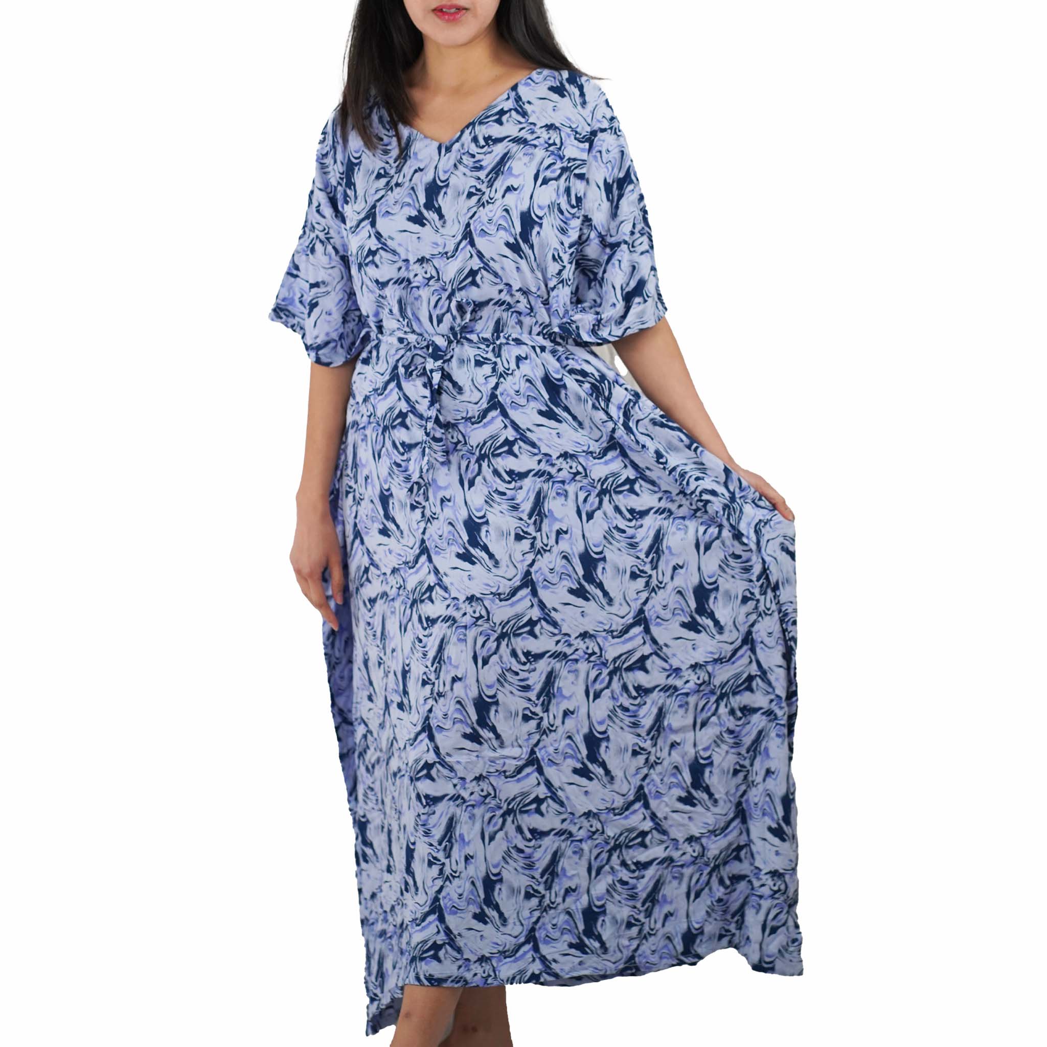 Kaftan Dress Rayon Blue Marble Lightweight Dress La Vie Bien Kaftan Dress Rayon Blue Marble Lightweight