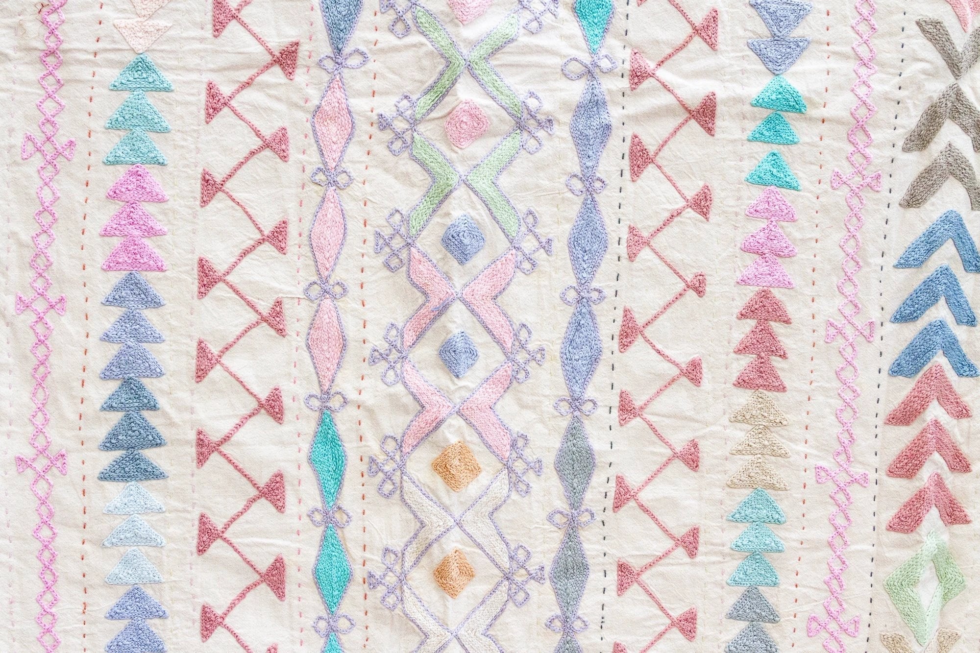 Kaleidoscope Hand - stitched Cotton Tribal Kantha Throw