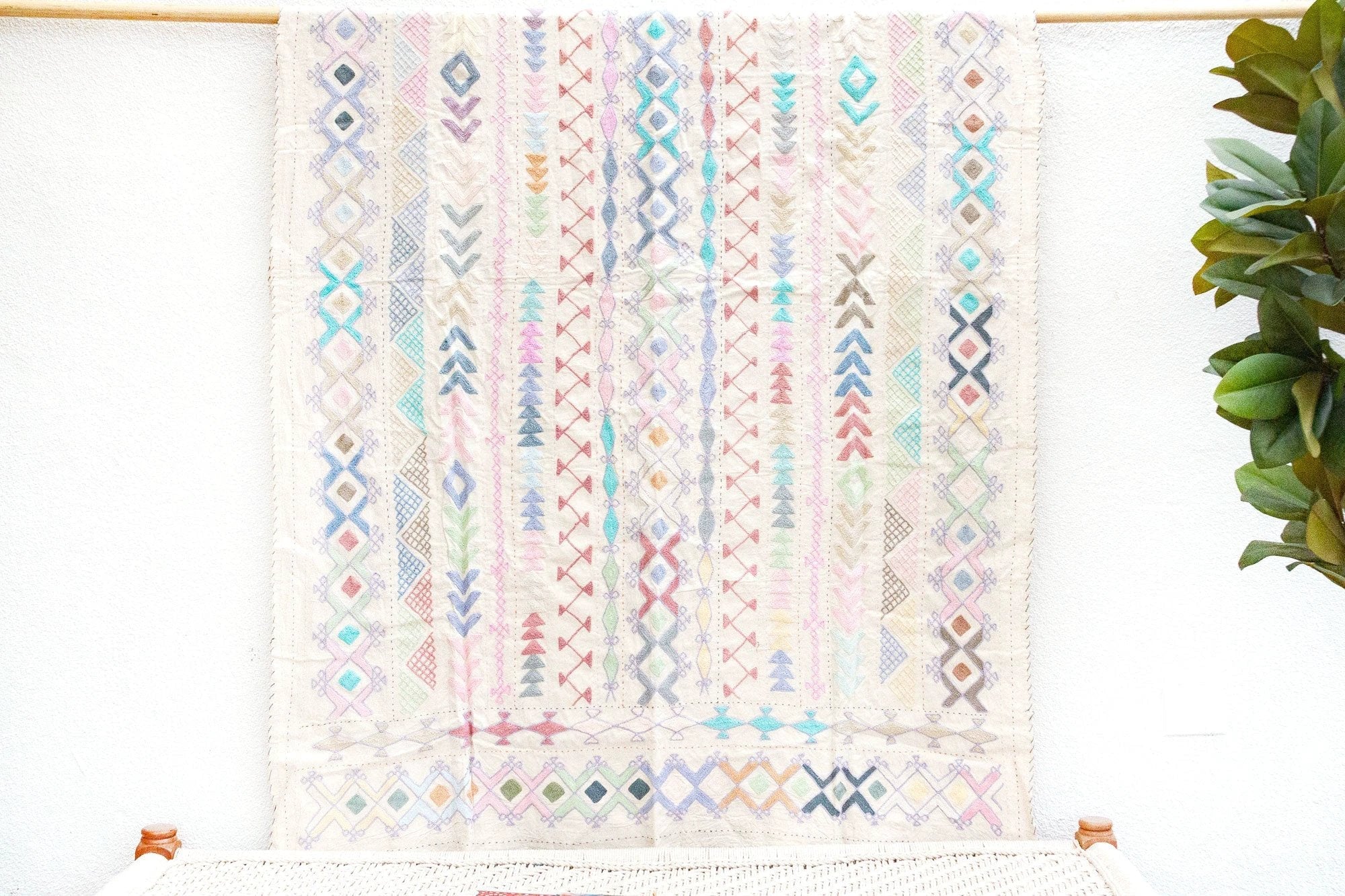 Kaleidoscope Hand - stitched Cotton Tribal Kantha Throw