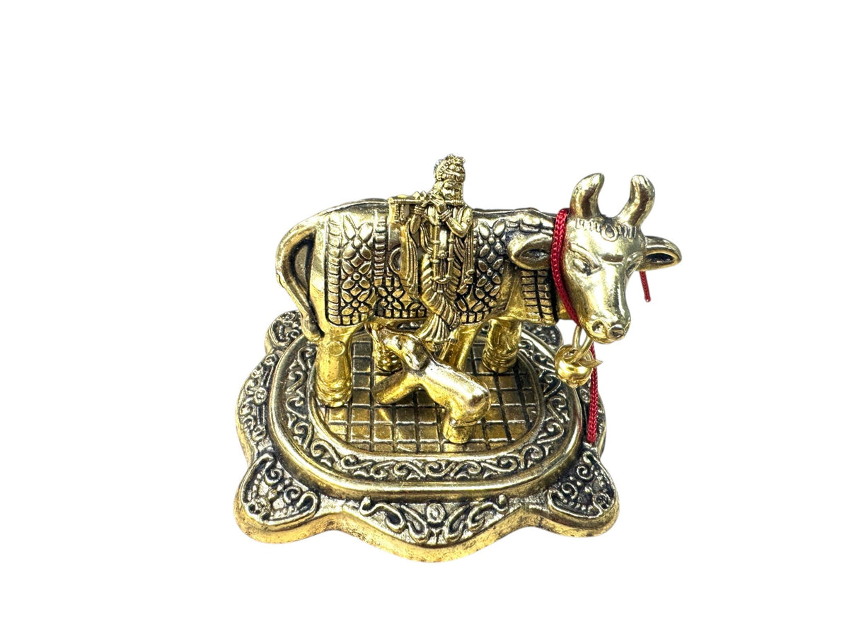 Kamdhenu - Golden Cow Calf Set for Mandir, Car Dashboard & for Gifting La Vie Bien Kamdhenu - Golden Cow Calf Set for Mandir, Car Dashboard & for Gifting