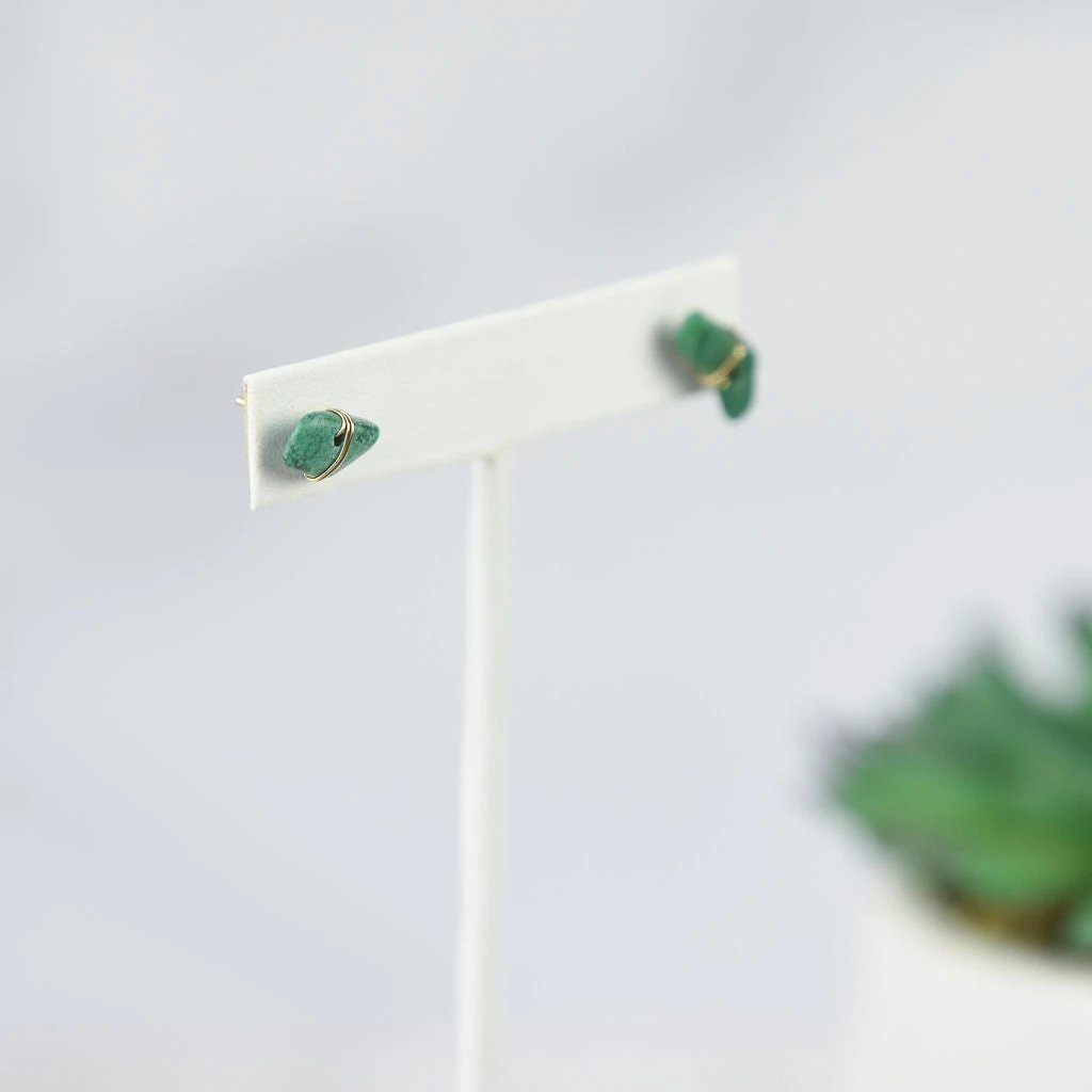 Kara Wire Wrapped Natural Stone Stud Earrings by Lemons and Limes Boutique