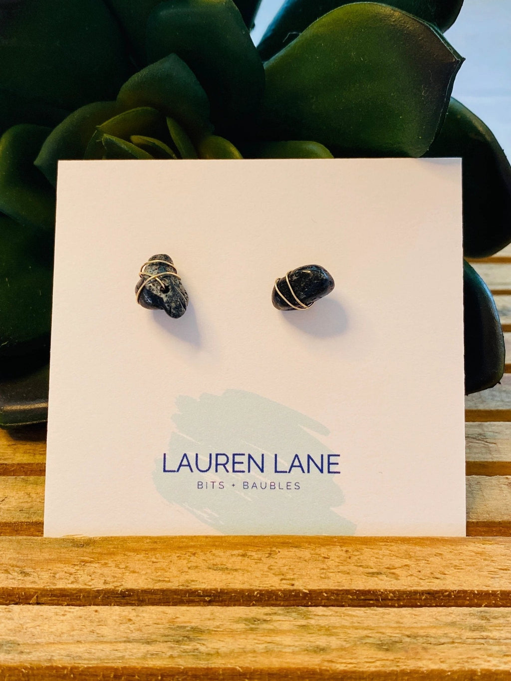 Kara Wire Wrapped Natural Stone Stud Earrings by Lemons and Limes Boutique