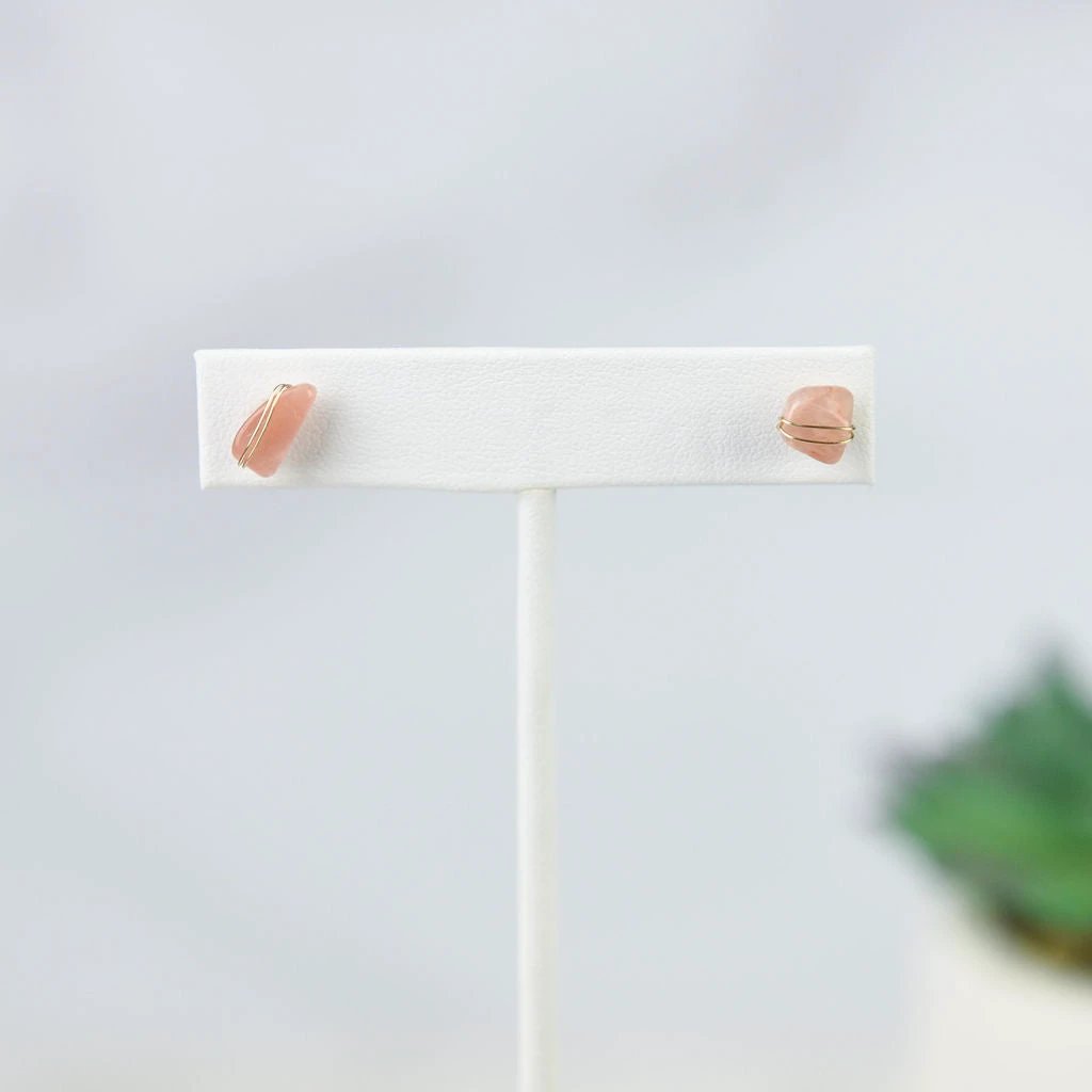 Kara Wire Wrapped Natural Stone Stud Earrings by Lemons and Limes Boutique