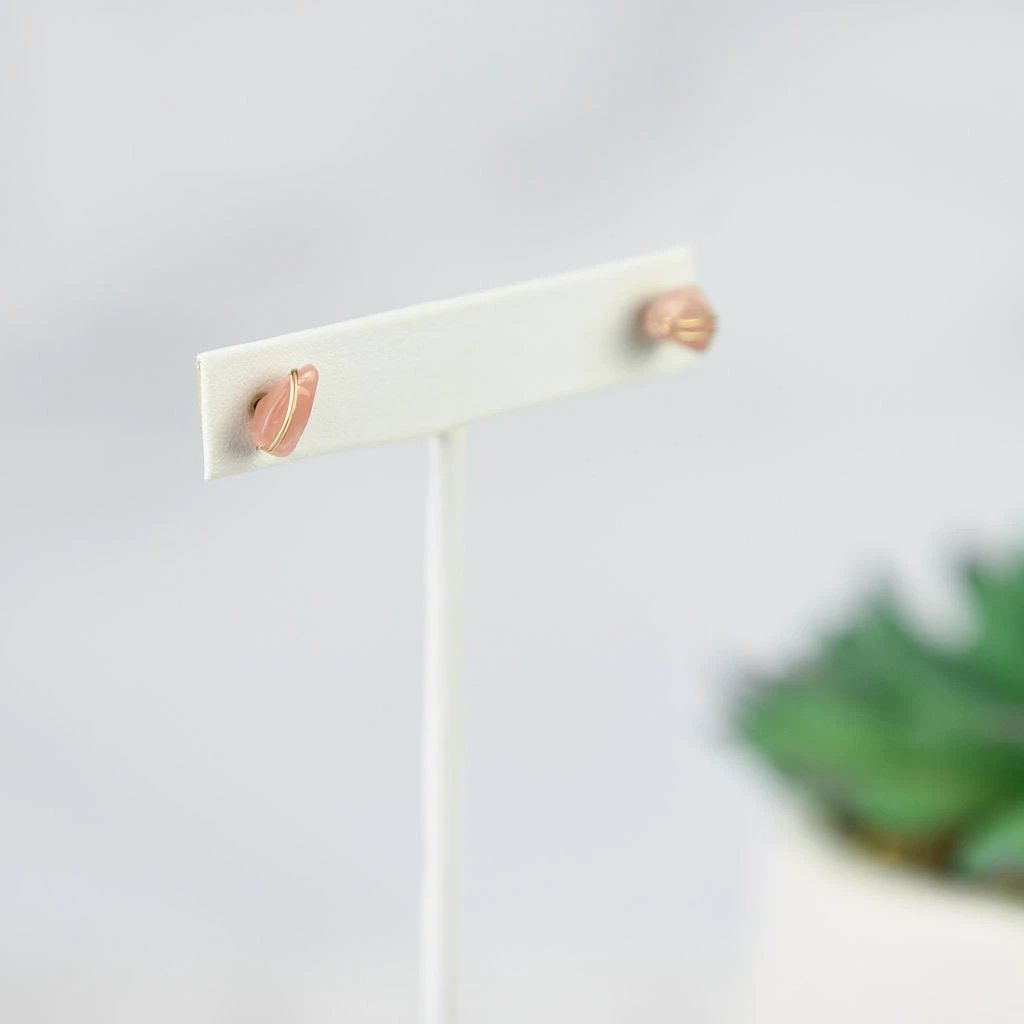 Kara Wire Wrapped Natural Stone Stud Earrings by Lemons and Limes Boutique