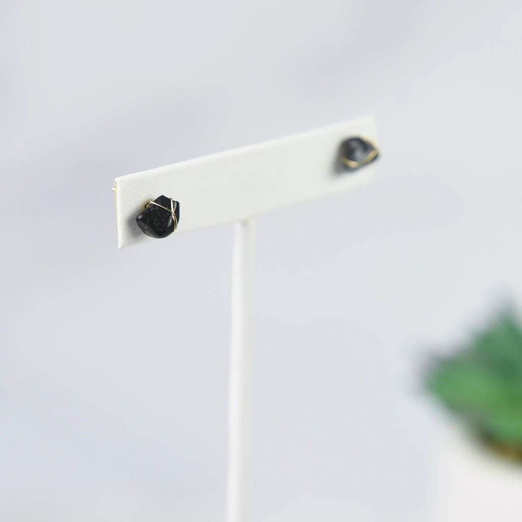 Kara Wire Wrapped Natural Stone Stud Earrings by Lemons and Limes Boutique
