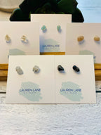Kara Wire Wrapped Natural Stone Stud Earrings by Lemons and Limes Boutique