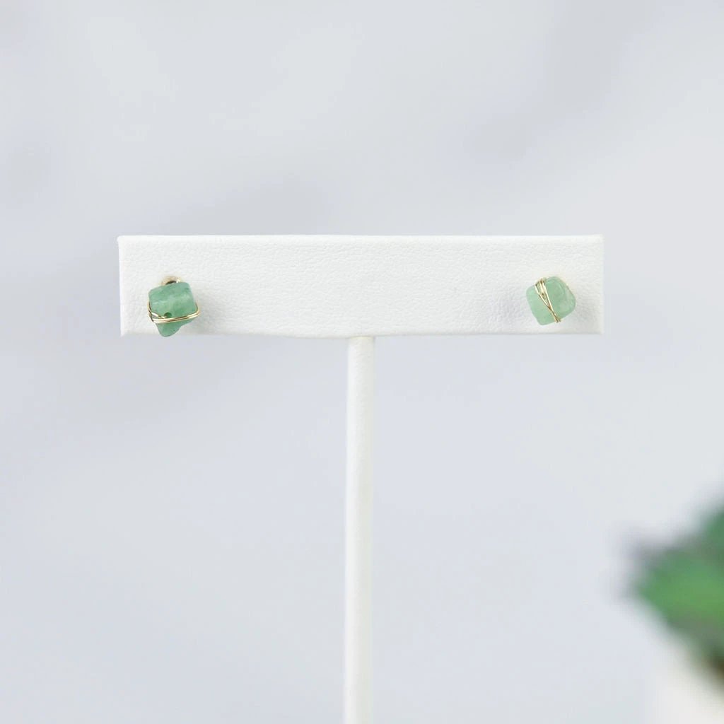 Kara Wire Wrapped Natural Stone Stud Earrings by Lemons and Limes Boutique